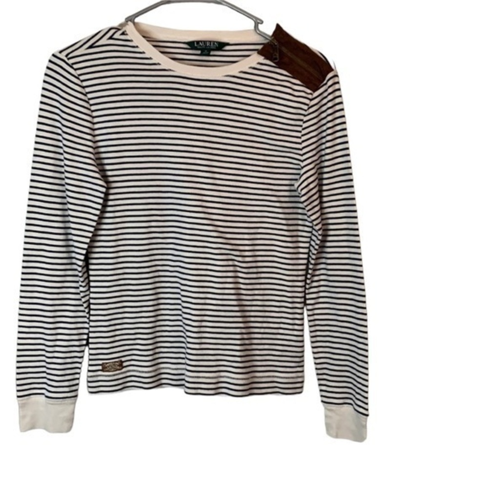 Lauren Ralph Lauren Crew Neck Striped Long Sleeve Size Medium